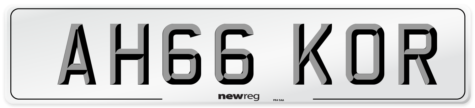 AH66 KOR Number Plate from New Reg